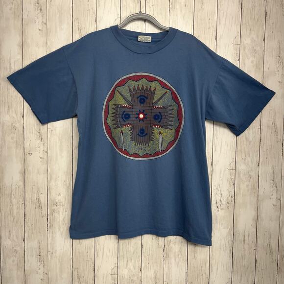 Vintage United Design Apache Cross Native American Short Sleeve Graphic T Shirt - Picture 1 of 8